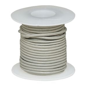 Cord, leather (dyed), grey, 1-1.2mm round. Sold per 5-yard spool.