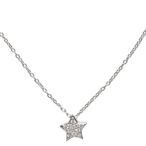 Necklace, Simple and Sleek Jewelry&trade;, cubic zirconia charm and rhodium-plated sterling silver chain, wearable at 16 and 18 inches. Sold individually.