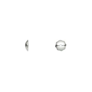 Bead cap, sterling silver, 5x1.5mm round, fits 4-6mm bead. Sold per pkg of 10.