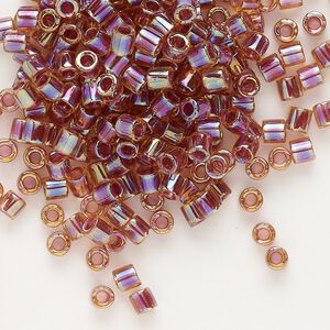 Seed bead, Delica&reg;, glass, pkg/7.5g, #8 round, translucent berry-lined rainbow light topaz (DBL-0088).