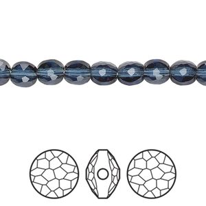 Bead 288pk montana, Swarovski&reg; 6mm puffed round 5034