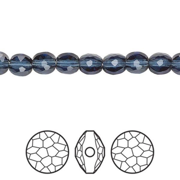Bead 288pk montana, Swarovski&reg; 6mm puffed round 5034 image number 0