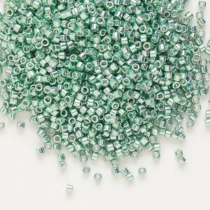 Seed bead, Delica&reg; 1pkg50g glass, #11 round, opaque galvanized green / outside dyed (DB-0414)