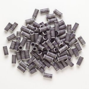 Bead, plastic, dark grey and light grey, 18x8mm round tube with 3.5mm hole. Sold per pkg of 100.
