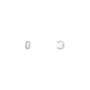 Crimp cover, silver-plated brass with satin finish, 3mm round. Sold per pkg of 10.