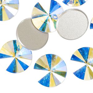 Flat back 2pk crystal AB foil back, Crystal Passions&reg; 16mm rivoli 2006