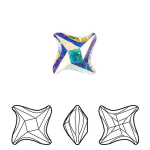 Fancy stone 2pk crystal AB foil back, Crystal Passions&reg; 10.5mm twister 4485