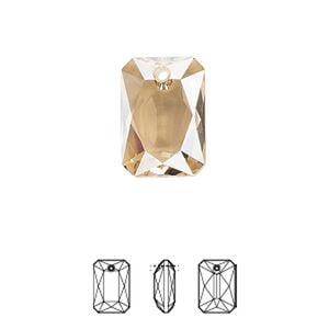 Drop 24pk crystal golden shadow, Swarovski&reg; 16x11.5mm pendant emerald cut 6435