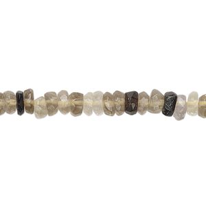 Smoky quartz / quartz crystal 1pkg1, hand-cut faceted rondelle bead 12 inch 4x2mm-6x3mm