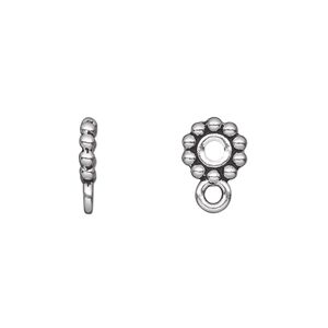 Bead, TierraCast&reg;, antique silver-plated pewter (tin-based alloy), 9x2mm beaded rondelle with closed loop. Sold per pkg of 20.