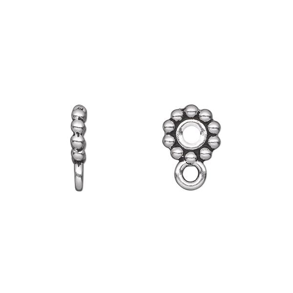 Bead, TierraCast&reg;, antique silver-plated pewter (tin-based alloy), 9x2mm beaded rondelle with closed loop. Sold per pkg of 20. image number 0