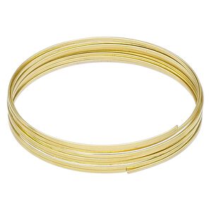 Memory wire, Beadalon&reg;, gold-plated carbon steel, 2-1/4 inch flat bracelet, 1x0.5mm-1.2x0.6mm flat. Sold per 0.35-ounce pkg, approximately 12 loops.