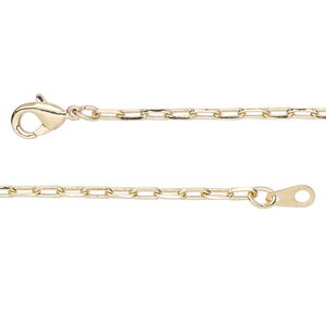 Chain 1pkg1 paperclip, 2.3mm / lobster claw clasp, gold-finished brass 16 inch