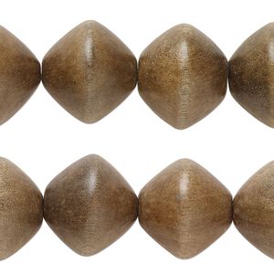 Bead, wood (waxed), 18x16mm-20x19mm bicone. Sold per pkg of (2) 7-inch strands, approximately 20 beads.
