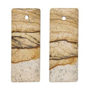 Picture jasper 1pkg2, top-drilled rectangle focal natural 35x15mm