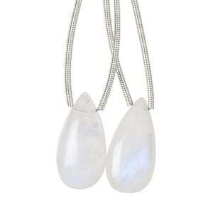 Rainbow moonstone 1pkg2, hand-cut top-drilled puffed teardrop bead natural 20x10mm