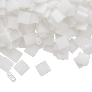 Seed bead, TILA&reg;, glass, pkg/250g, 5mm full tila square, opaque white, (TL-402).