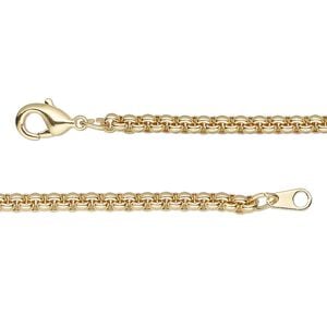 Chain 1pkg1 rolo, 3mm / lobster claw clasp, gold-finished brass 18 inch