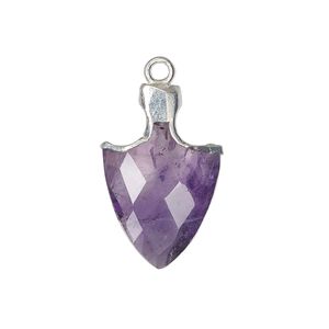 Drop 1pkg1, sterling silver / silver-plated copper / amethyst (natural), 20x14mm hand-cut faceted arrowhead
