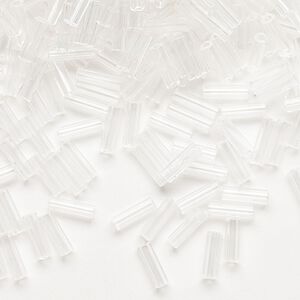 Bead, Preciosa Ornela Czech glass, bugle bead, pkg/500g, 1/4 inch, transparent clear, (00050).