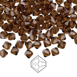Bead 24pk smoked topaz, Preciosa Czech crystal 5mm bicone