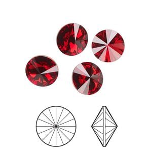 Chaton 8pk scarlet foil back, Crystal Passions&reg; 8.16-8.41mm rivoli SS39 1122