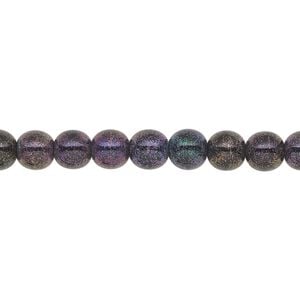 Bead, Czech glass druk, opaque iris dark purple, 6mm round. Sold per 15-1/2 to 16-inch strand.