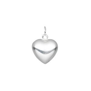 Charm, sterling silver, 13x12mm puffed heart. Sold per pkg of 2.