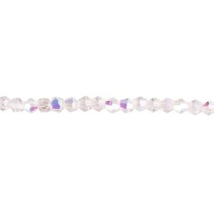 Bead 1pk 16 facets translucent pink AB, Celestial Crystal&reg; 3mm bicone 15.5-16 inch