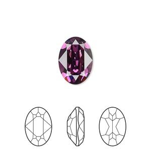 Fancy stone 12pk amethyst foil back, Crystal Passions&reg; 14x10mm oval 4120