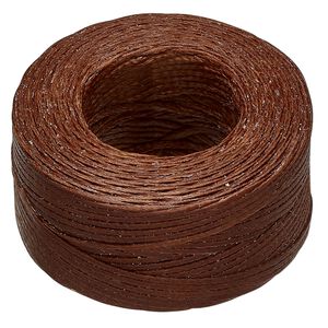 Thread, Hemptique&reg;, polyester, pkg/50 yards, dark brown, 0.8mm braided flat.