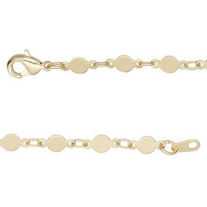 Chain 1pkg1 mirror, 4mm / lobster claw clasp, gold-finished brass 18 inch