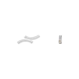 Bead 1pkg10 sterling silver, 14x4mm double curved tube