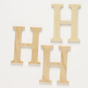 Focal 1pkg3, wood (natural), 3x2-1/2 inches alphabet letter "H".