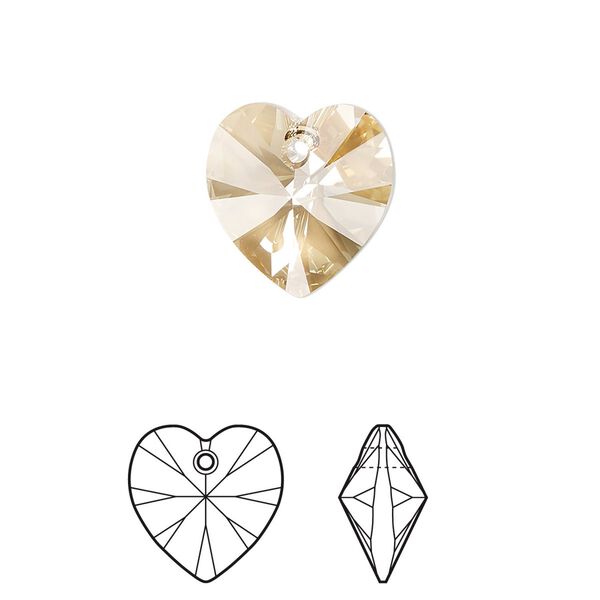 Drop 144pk crystal golden shadow, Swarovski&reg; 14mm pendant heart 6228 image number 0