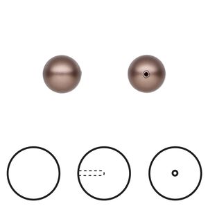 Pearl 1pkg4 velvet brown, Crystal Passions&reg; 8mm half-drilled round 5818
