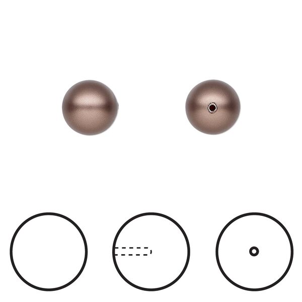 Pearl 1pkg4 velvet brown, Crystal Passions&reg; 8mm half-drilled round 5818 image number 0