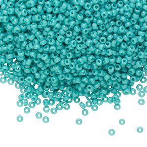 Seed bead, Miyuki, glass, pkg/250g, #11 rocaille, opaque turquoise green, (RR-412).