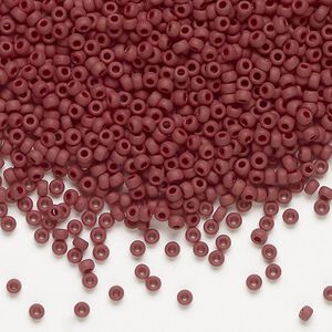 Seed bead, Miyuki, glass, pkg/25g, #11 rocaille, opaque matte currant, (RR-419F).