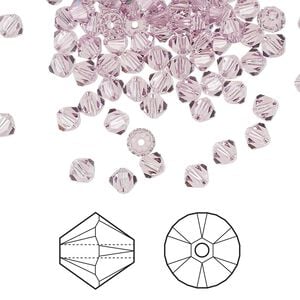 Bead 1440pk light amethyst, Swarovski&reg; 4mm XILION bicone 5328