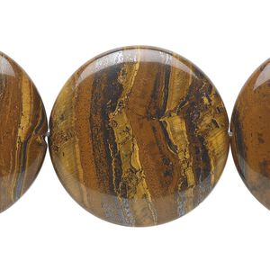 Tiger iron 1pkg1, flat round bead natural 15.5-16 inch 30mm
