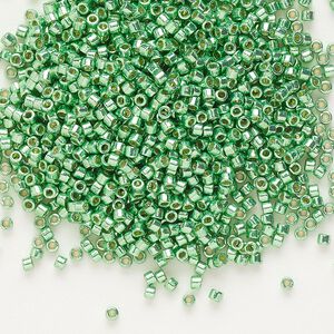 Seed bead, Delica&reg; 1pkg7.5g glass, #11 round, Duracoat&reg; opaque galvanized dark mint green / outside dyed (DB-1844)