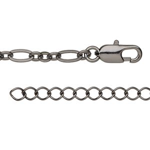 Chain 1pkg1 gunmetal-plated figaro, 4mm / lobster claw clasp, Almost Jewelry&reg; brass 24 inch