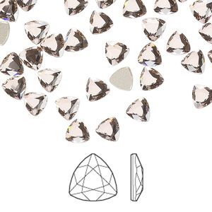 Flat back 288pk vintage rose foil back, Swarovski&reg; 5mm trilliant 2472
