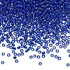 Seed bead, TOHO BEADS&reg;, glass, pkg/50g, #11 round, transparent silver-lined cobalt (TR-11-28).