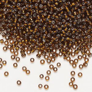 Seed bead, Dyna-Mites&trade;, glass, pkg/1/2kg, #11 round, transparent silver-lined root beer, (54:RR 11/0 RR).