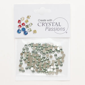 Flat back 1pkg144 chrysolite foil back, Crystal Passions&reg; rhinestone 3.00-3.12mm round SS12
