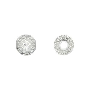 Bead 1pkg100 silver-plated, 10mm weave round / cutout, brass