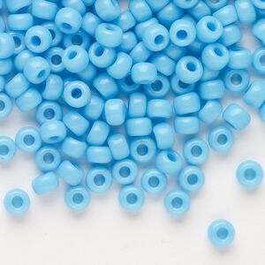Seed bead, Miyuki, glass, pkg/25g, #6 rocaille, opaque turquoise blue, (RR-413).