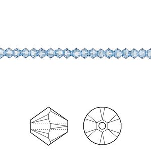 Bead 48pk cool blue, Crystal Passions&reg; Regenerated 3mm bicone 5328
